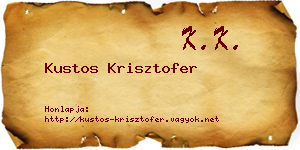 Kustos Krisztofer névjegykártya